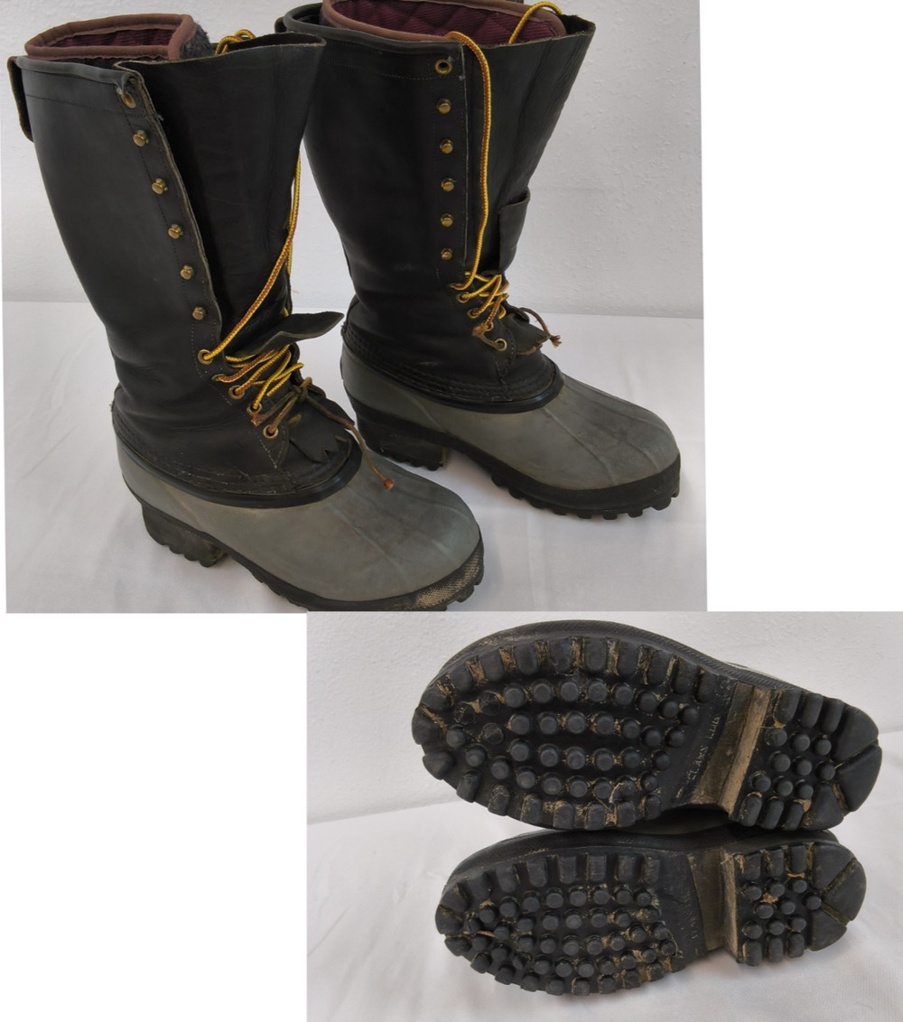 White's Boots Heavy Duty Pac Boots Men's 7 Gray/Black Rubber Wool Liner #W5098